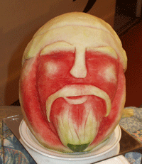 Watermelon art on the Lido buffet line.